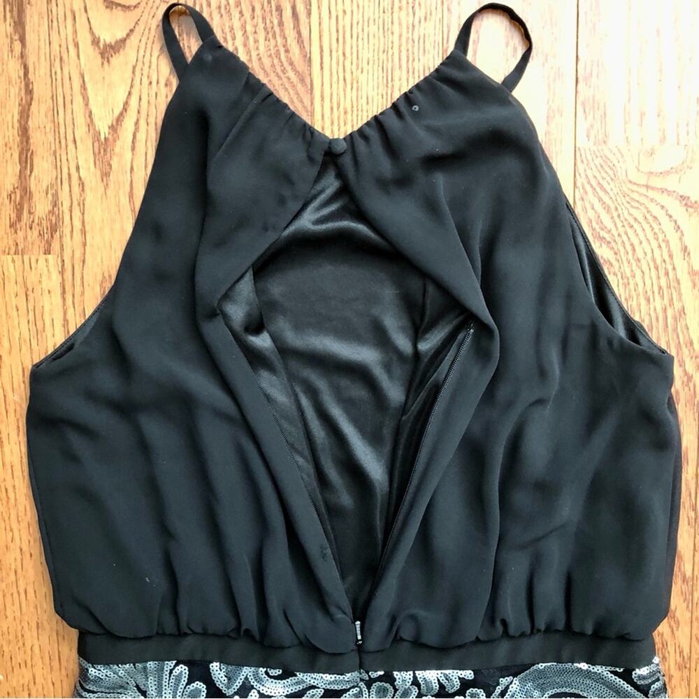 Laundry by Shelly Segal Cocktail Sequins Black Silver Dress Women’s Size 10 NWOT - Picture 8 of 11